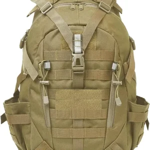 aiGear Tactical Backpack for Men, 25L Military Backpack, 3-Day Bug Out Bag for Camping Hiking Hunting with Molle System Army Daypack (25L Khaki)