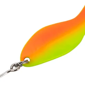 AL's Goldfish Glow-in-The-Dark Ice Fishing Jig/Spoon with Single J Hook and red tag. Flasher Effect Jigging Lure for Crappie, Panfish, Perch, Trout, Bass - 3/16 oz. 1-1/2"