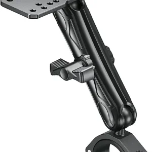 Aluminum Alloy 1" Ball Fish Finder Mount, 5.9" Long Arm Marine Electronic Mount with Bar Clamp Base, Fit 1.5" 1.65" 1.75" 1.85" 2" Round Rail, for Garmin, Lowrance, Humminbird, Raymarine