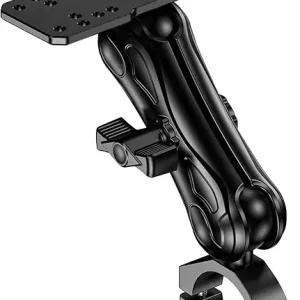 Aluminum Alloy 1.5" Ball Fish Finder Mount, 5.7" Medium Arm Marine Electronic Mount with Bar Clamp Base, Fit 1.5" 1.65" 1.75" 1.85" 2" Round Rails, for Garmin, Lowrance, Humminbird, Raymarine