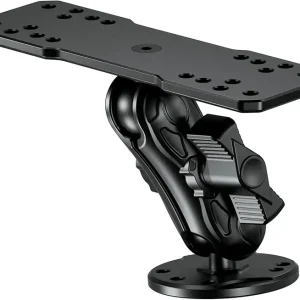 Aluminum Alloy Fish Finder Mount with B Size 1" Ball Rectangular Plate & Round Base, 3.5" Medium Arm Marine Electronic Mount Compatible with Garmin, Lowrance, Humminbird, Raymarine and More