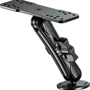 Aluminum Alloy Fish Finder Mount with B Size 1" Ball Rectangular Plate & Round Base, 5.9" Long Arm Marine Electronic Mount Compatible with Garmin, Lowrance, Humminbird, Raymarine and More