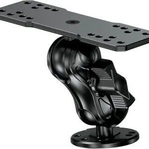Aluminum Alloy Fish Finder Mount with C Size 1.5'' Ball Rectangle Plate & Round Base, 3.5'' Short Arm Marine Electronic Mount Compatible with Garmin, Lowrance, Humminbird, Raymarine and More