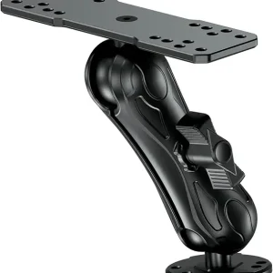 Aluminum Alloy Fish Finder Mount with C Size 1.5" Ball Rectangle Plate & Round Base, 5.7" Medium Arm Marine Electronic Mount Compatible with Garmin, Lowrance, Humminbird, Raymarine and More