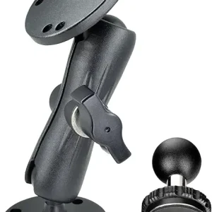 Aluminum Ball Mount for Garmin Striker 4,Double AMPS Round Plates,1" Ball Fit for RAM Kit,Drill Base for Fish Finder,GPS Mount & T-Bolt for Backup Camera Monitor, Track