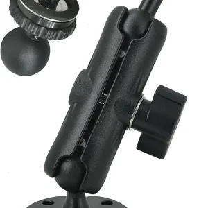 Aluminum GPS Mount, 17-25mm Ball Connector and T-Bolt Mount 2 in 1,Fit for Garmin GPS & Backup Camera Monitor, Heavy-Duty Drill Base, Arm with 25mm/1inch Ball Joint