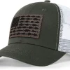 American Fish Flag Trucker Hats - Fishing Gifts for Men - Outdoor Snapback Fishing Hats Perfect for Camping and Daily Use