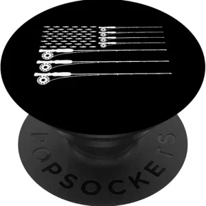 American Flag Fly Fishing Rod Trout Patriot Men T shirt Gift PopSockets PopGrip: Swappable Grip for Phones & Tablets