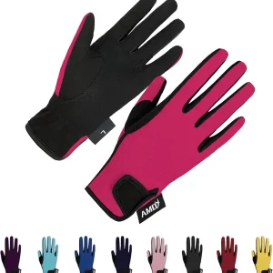 Amoy Kids Horse Riding Gloves Breathable Children Equestrian Horseback Anti-Slipping Boys & Girls Youth Outdoor Biking Cycling Sport Mitts