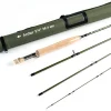 AnglerDream Fly Fishing Rod 4 Section 3/4 / 5 / 8WT Fast Action Dark Green Fly Rod Graphite IM 10 / 36T Carbon Fiber CNC Machined Golden Aluminum Reel Seat with Cordura Cloth Tube