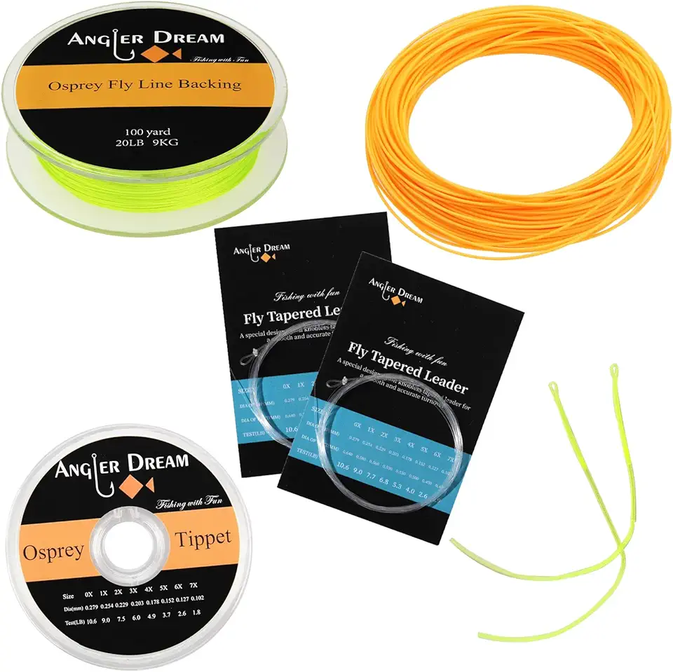 AnglerDream WF Fly Fishing Line Kit 1 2 3 4 5 6 7 8 9WT Fly Fishing Line Leader Braided Backing Fish Line