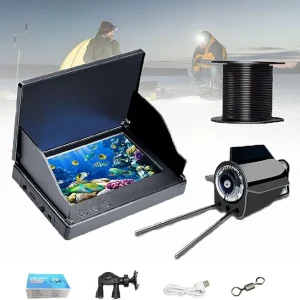 Anglereye Underwater Fishing Camera, 4.3 Inch HD Ice Fishing Camera with 220� Wide View, Night Vision Portable, IP68 Waterproof Fish Finder Very Clarityfor for Ice Lake and River (Set & 50m line)