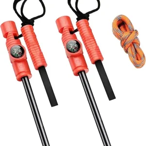 AOFAR Fire Starter AF-381/AF-381plus Fire Steel with Paracord and Whistle for Camping, Hiking, Hunting, Backpacking, Boating, Emergency Rescue�