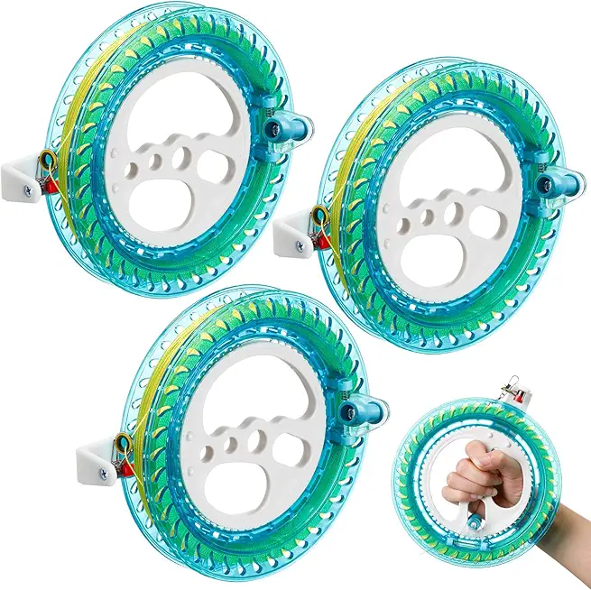 Aoriher 3 Pcs Kite String with Reel 7 Inch Dia Kite Reel Winder Grip Wheel with Flying Line String Flying Tools with Lock for Kids Adults(Blue)