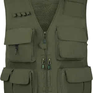 AOTORR Mens Outdoor Work Safari Cargo Photo Travel Fishing Vests for Men with Multi-pockets