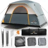 ArkTrek 6 Person Tents for Camping - Robust Family Camping Tent Cabin w Ground Sheet, Rainfly Cover, Powerport - Comfy Large Quick Setup Tent, Waterproof Pop up Camping Tent for Picnics Fishing Hiking