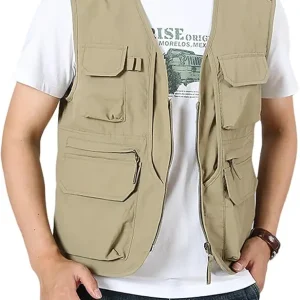 Arssm Men's Fishing Vest Outdoor Cargo Safari Hiking Travel Casual Lightweight Utility Vest With Pockets