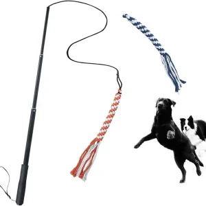 ASOCEA Dog Extendable Teaser Wand Pet Flirt Stick Pole Puppy Chasing Tail Interactive Toy for Small Medium Large Dogs Training Playing Exercise