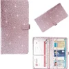 Augeny Car Registration and Insurance Holder, 5.11" x 9.44" Premium Auto Glove Box Organizer with Magnetic Closure, Wallet Case Accessories for Cards, Document, Driver License (Glitter Pink)