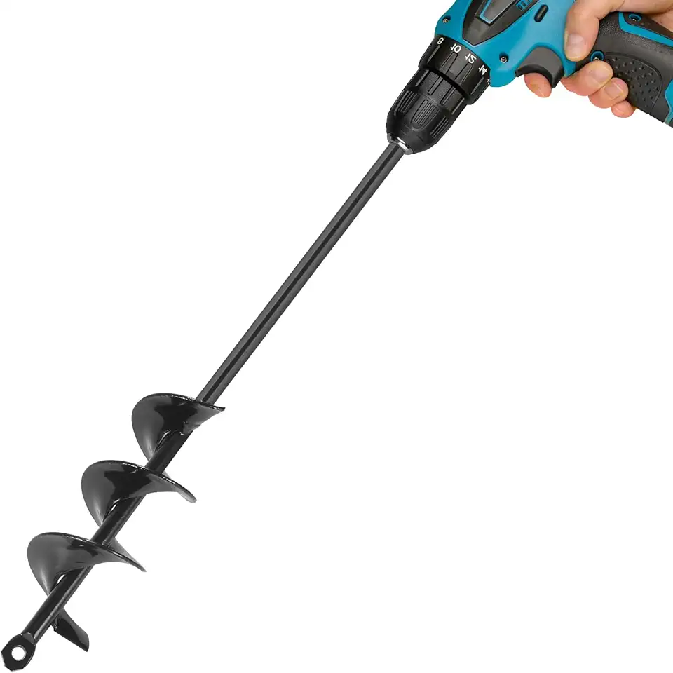 Auger Drill Bit for Planting 2 x 14.5 Inch, Garden Auger Spiral Bit for 3/8" Hex Drive, Earth Post Hole Digger Bulb Planter Flower Planting Auger for Drill Rapid Bedding Digging