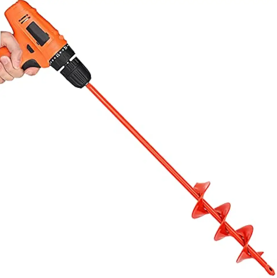 Auger Drill Bit for Planting 2"(D) x14.5(L), Garden Ground Earth Spiral Drill Bit for 3/8" Hex Drive Drill, for Post Hole Digger Bulb Bedding Digging Plant Rapid Planter