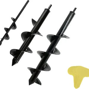 Auger Drill Bit Set for Planting - Garden Spiral Hole Drill Planter, Bulb & Bedding Plant Augers, Post or Umbrella Hole Digger for 3/8� Hex Drive Drill