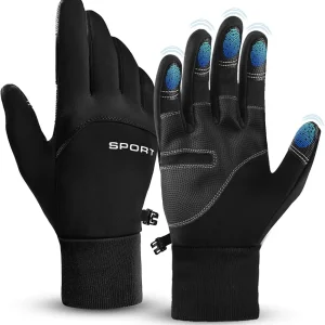 AURUZA Cycling Gloves for Men Winter Cold Weather, Five Fingers Touch Screen Winter Gloves for Men, Waterproof Anti-Slip Warm Gloves Liners for Cycling Biking Walking Sporting Driving