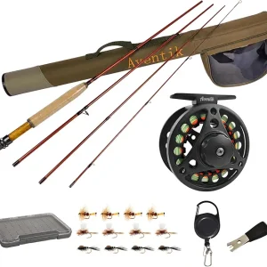 Aventik Extreme Fly Fishing Combo Kit 0/1/2/3/4/5/6 Weight Starter Fly Fishing Rod and Reel Kit Outfit with One Travel Case