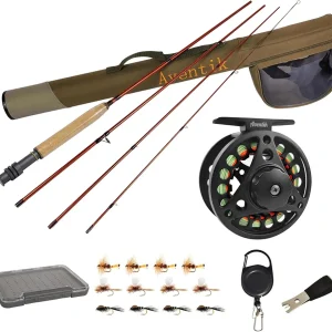 Aventik Extreme Fly Fishing Combo Kit 0/1/2/3/4/5/6 Weight Starter Fly Fishing Rod and Reel Kit Outfit with One Travel Case