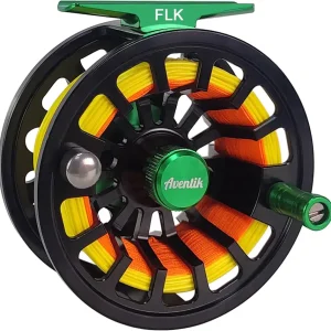 Aventik FLK II Fly Fishing Reel Aluminum Trout 3/5, 5/7, 7/9wt Large Arbor Freshwater Fly Reel with Line.