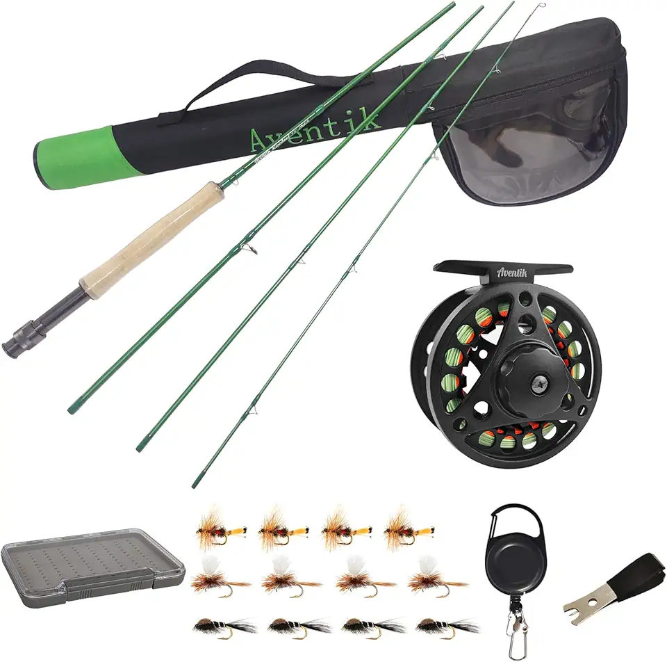 Aventik Fly Fishing Riverbend Series Fly Rod IM8 Graphite Blank 0/1/2/3/4/5/6/7/8 wt Rods, 6/7/8/9/10ft Lightweight Fly Fishing Rod Medium Fast Action