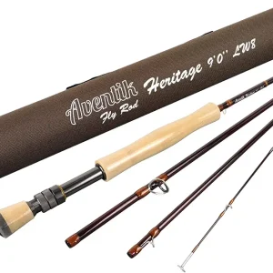 Aventik Heritage Fly Fishing Rod - American Quality and Simplicity - 4 Pieces 9FT IM8 Carbon Blank Classic Forgiving Medium Fast Action Fly Rod with Burgundy Finish and Premier Portuguese Cork Handle (4/5/6/7/8wt)