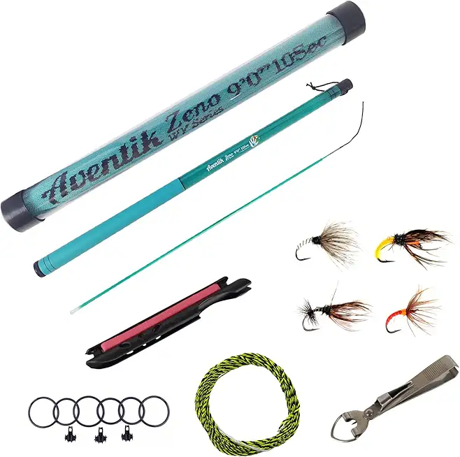 Aventik Zeno S2-Glass Tenkara Rod with 2 Extra Rod Sections 10 Sec in 9ft/10ft Excellent Durability and Strength, Collapsed to Only 14.6in/15.2in, 6:4 Soft M-Action, Super Lightweight and Compact, Elegant Translucent Color Super Eye-catching
