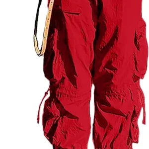 Baggy Parachute Pants for Women& Girls Drawstring Elastic Low Waist Ruched Cargo Pants Multiple Pockets Jogger Y2K