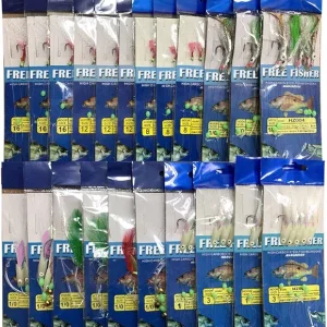 Bait Fishing Rigs, 22 Packs Fishing Bait Rigs Fish Skin Feather Hooks for Freshwater Saltwater