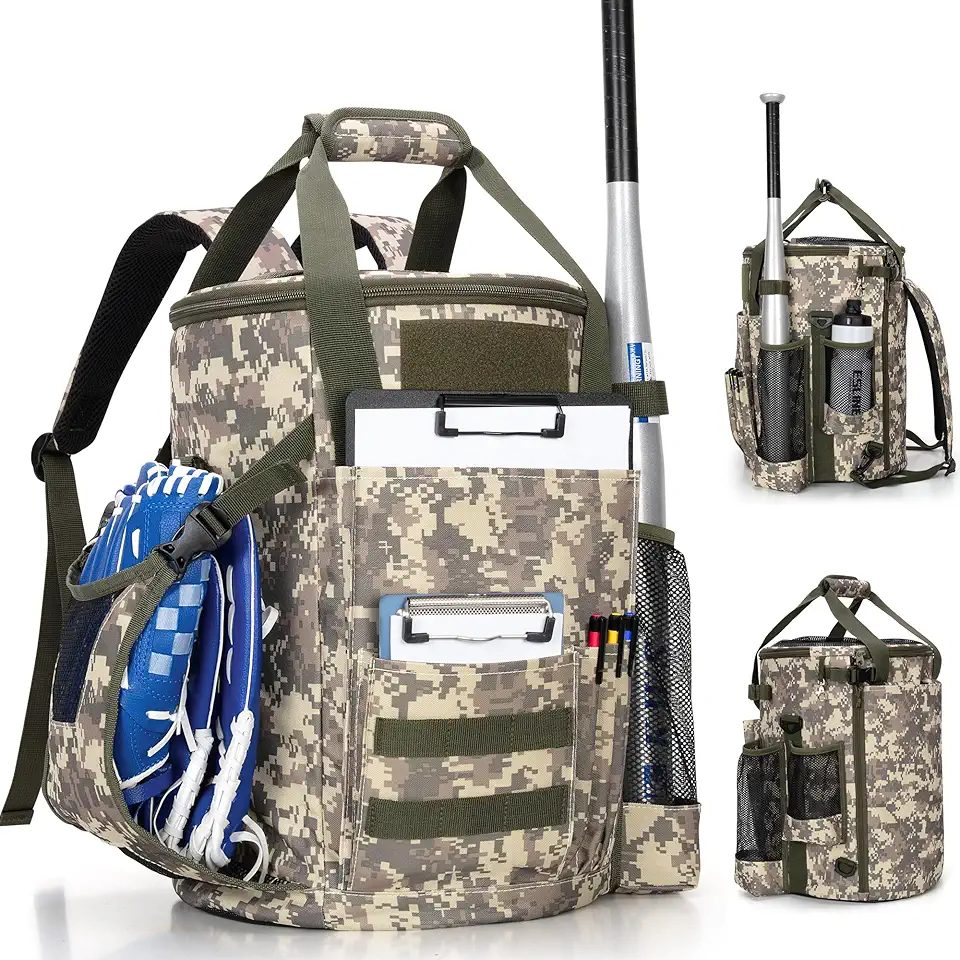 Baseball Coaches Bag Fits 6 Gallon Ball Bucket, Baseball Bucket Bag with Backpack and Shoulder Straps