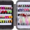 BASSDASH 57pcs Fly Fishing Egg Flies Kit with Fly Box for Steelhead Salmon Trout Fishing Include Egg Flies, Worms, Streamers