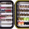 BASSDASH 60pcs Barbless Fly Fishing Flies Kit with Waterproof Fly Box for Trout Grayling Fishing Include Nymphs, Dry Flies