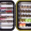 BASSDASH 60pcs Barbless Fly Fishing Flies Kit with Waterproof Fly Box for Trout Grayling Fishing Include Nymphs, Dry Flies