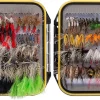 BASSDASH 72pcs Fly Fishing Flies Kit with Waterproof Fly Box for Trout Bass Fishing Nymphs, Wet Dry Flies, Worms, Streamers
