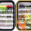 BASSDASH 80pcs Fly Fishing Flies Kit with Waterproof Fly Box for Bass Trout Fishing Include Poppers, Dry Wet Flies, Nymphs