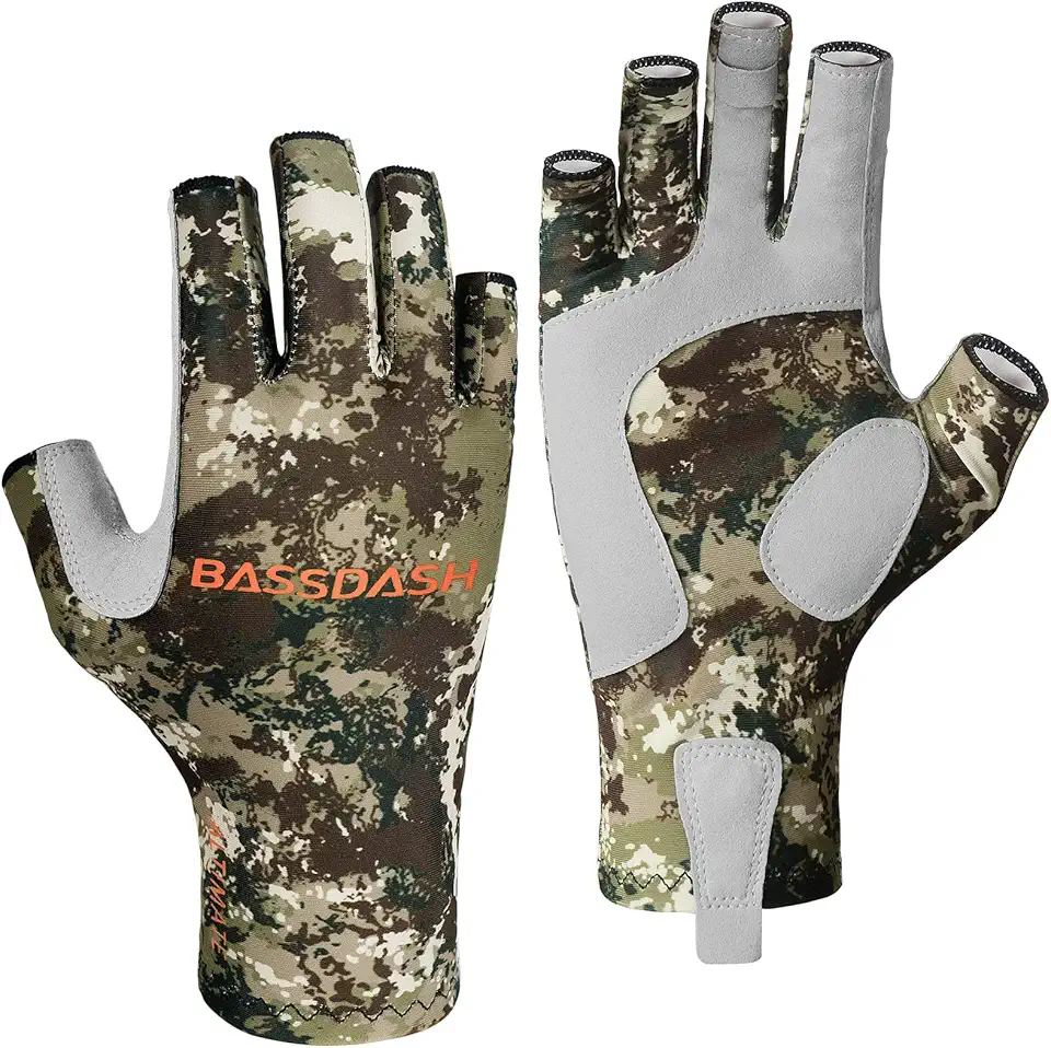 BASSDASH ALTIMATE Fishing Gloves Sun Protection Fingerless Hunting UPF 50+ Men�s Women�s UV Gloves