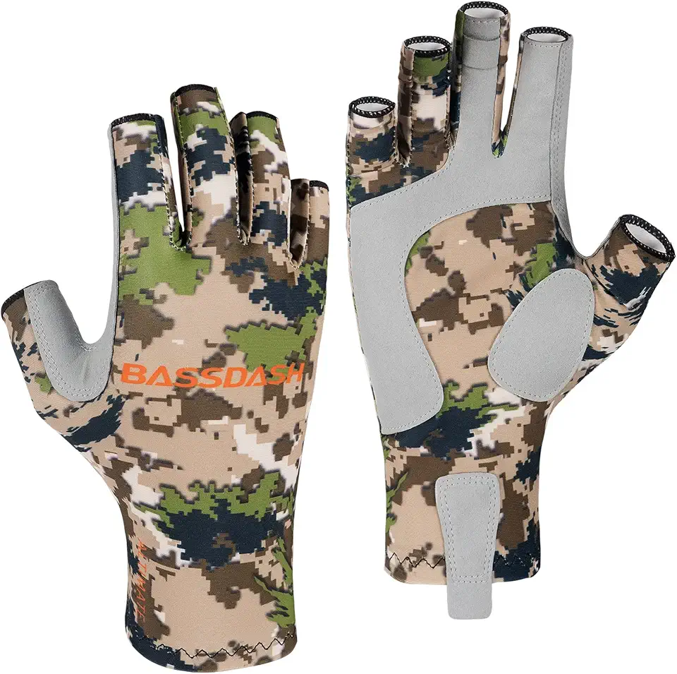 BASSDASH ALTIMATE Fishing Gloves Sun Protection Fingerless Hunting UPF 50+ Men�s Women�s UV Gloves