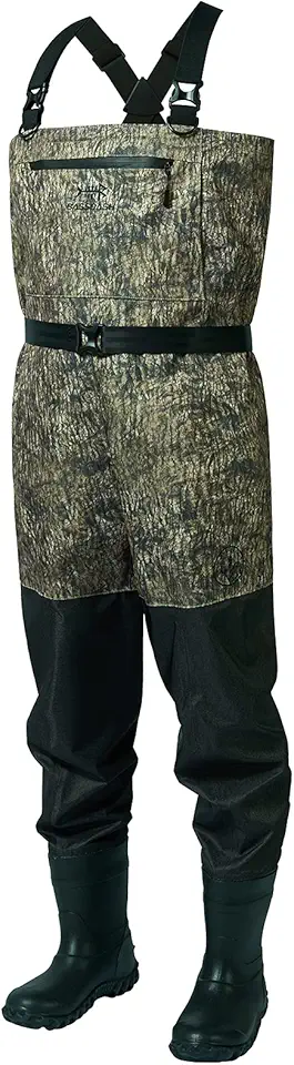 BASSDASH IMMERSE Breathable Ripstop Stocking Boot Foot Fishing Hunting Waders Lightweight Grey Camo Chest Wader for Men Women
