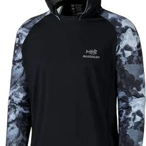 BASSDASH Men�s UPF 50 Performance Fishing Shirt Cooling Hoodie Camo Long Sleeve FS17M