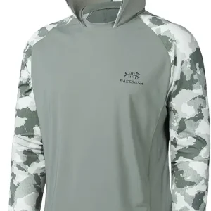 BASSDASH Men�s UPF 50 Performance Fishing Shirt Cooling Hoodie Camo Long Sleeve FS17M