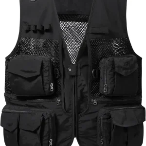 BASSDASH Men's Women's Utility Fishing Cargo Vest Outdoor Safari Photography Work Vest with Multi Pockets Mesh Back FV14