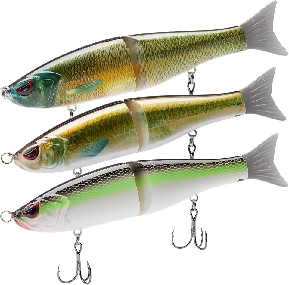 Bassdash SwimShad Glide Baits Jointed Swimbait Bass Pike Salmon Trout Muskie Fishing Lure,3-Pack
