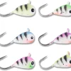 BASSDASH Tungsten Ice Fishing Jigs with Glowing Paint Fishing Lures for Winter Ice Jigging Crappie Bluegill, 6-Pack