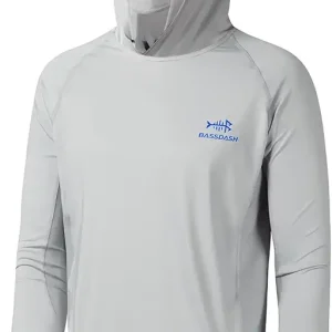 BASSDASH UPF 50+ Men�s Long Sleeve Fishing Shirt with Mask UV Neck Gaiter Hoodie